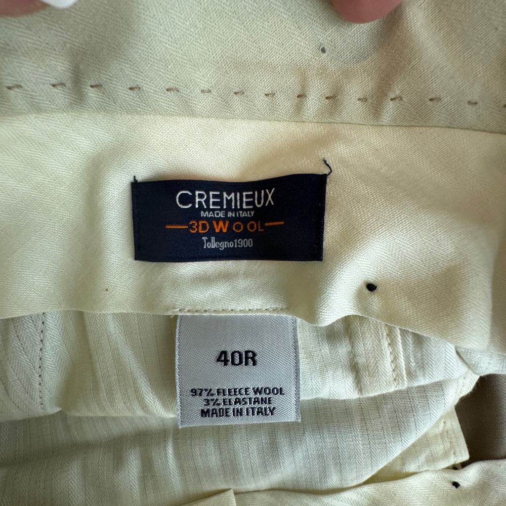 CREMIEUX Mens Wool Dress‎ Pants NEW 40R Tollengo 1900 Unhemmed Italy Tan Luxury - Picture 4 of 7
